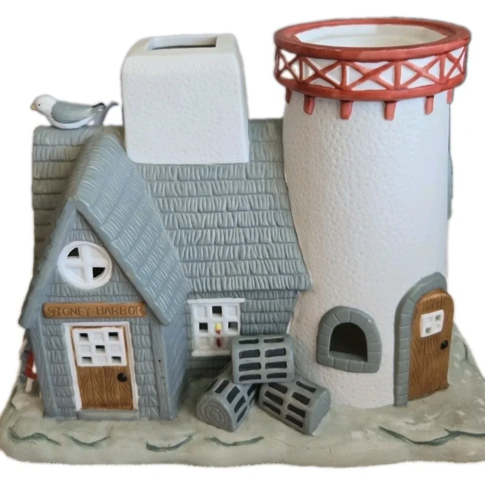 PartyLite STONEY HARBOR Lighthouse Nautical Tealight Candle Holder #P0383